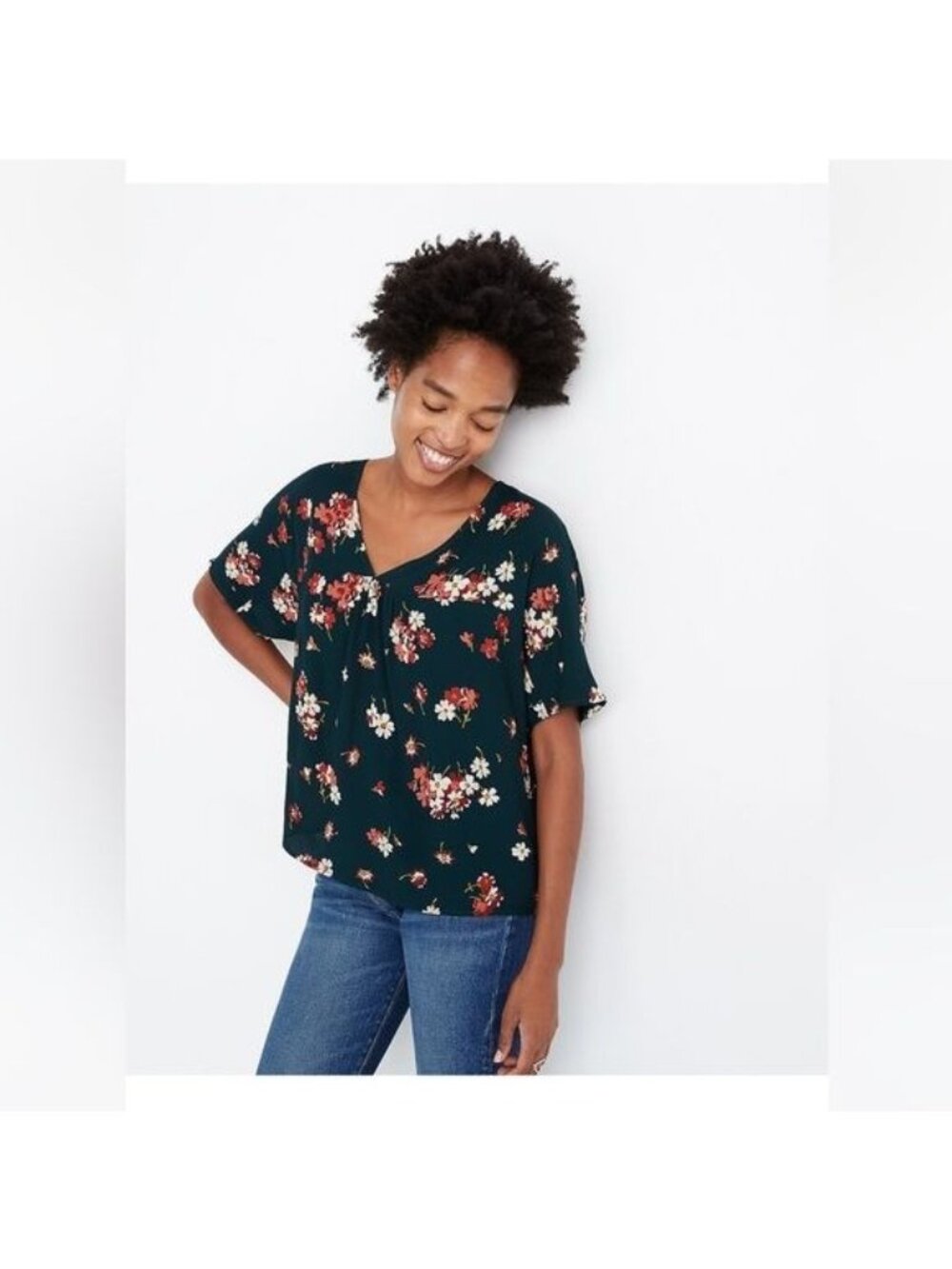 Madewell Rhyme Spruce Blooms Top Floral Flowy Boho bohemian Size XS